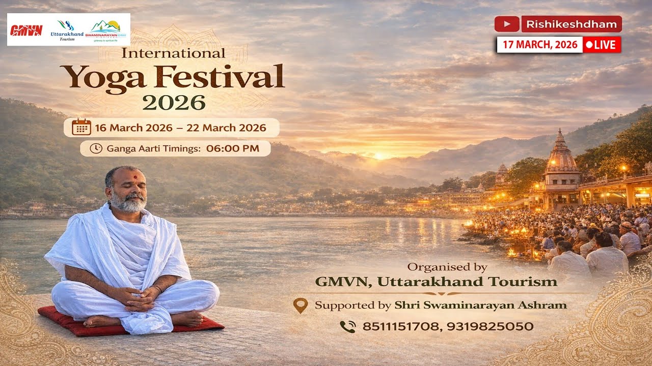 17 March 2026  Shree Swaminarayan Ashram Ganga Aarti, Maditation & Ras Garba LIVE