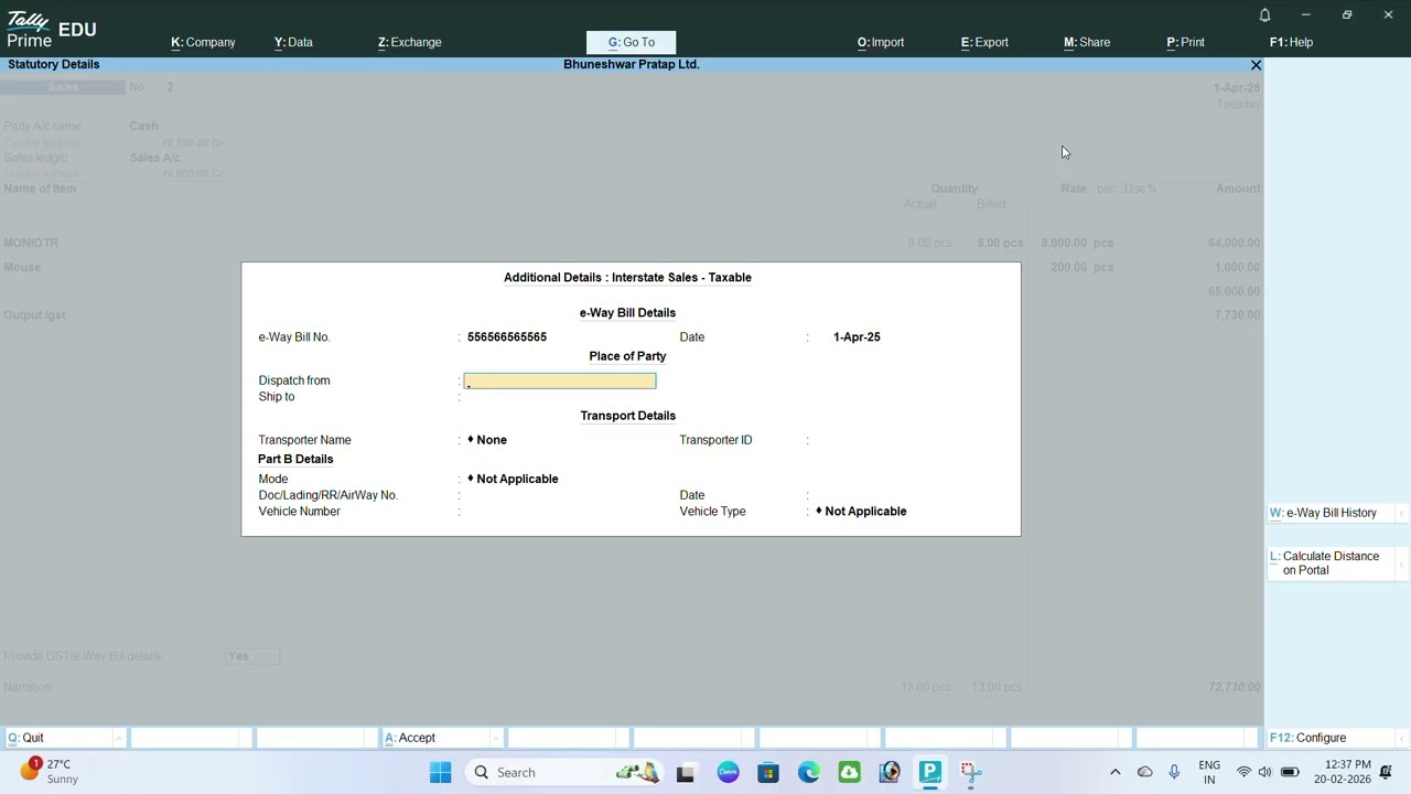 ANOTHER STATE SALES INVOICE WITH GST DETAILS