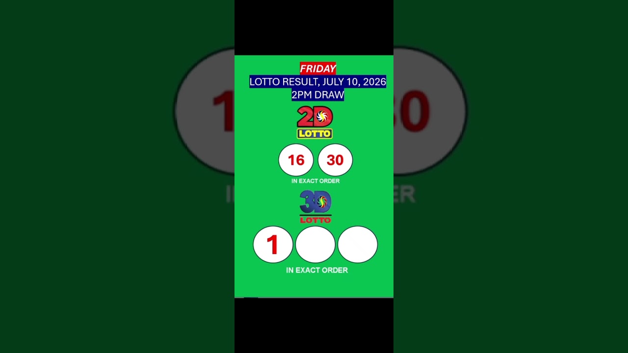 LOTTO RESULTS, 3D LOTTO, EZ2 LOTTO, 2PM DRAW, JULY 10, 2026@LottoResultTV15K