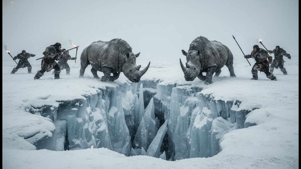 Life 120000 Years Ago | Hunters Driving Woolly Rhinos Toward the Razor Edge of a Frozen Ravine