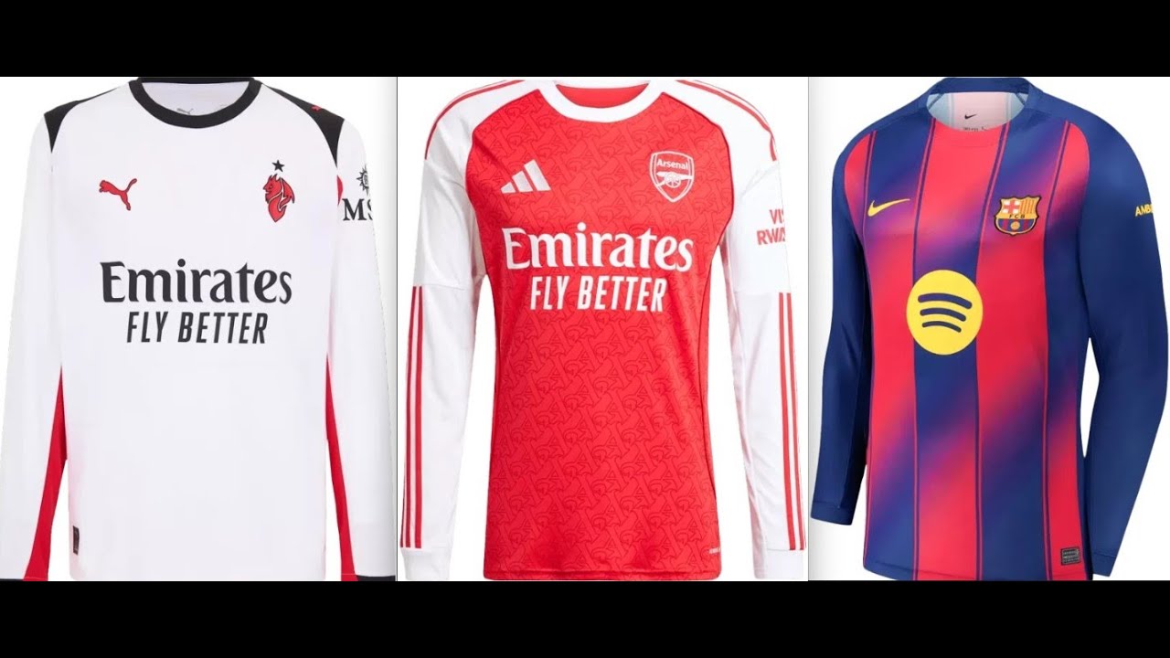 Arsenal, AC Milan and Barcelona Long Sleeve Jersey Review from Soccer Deal Shops