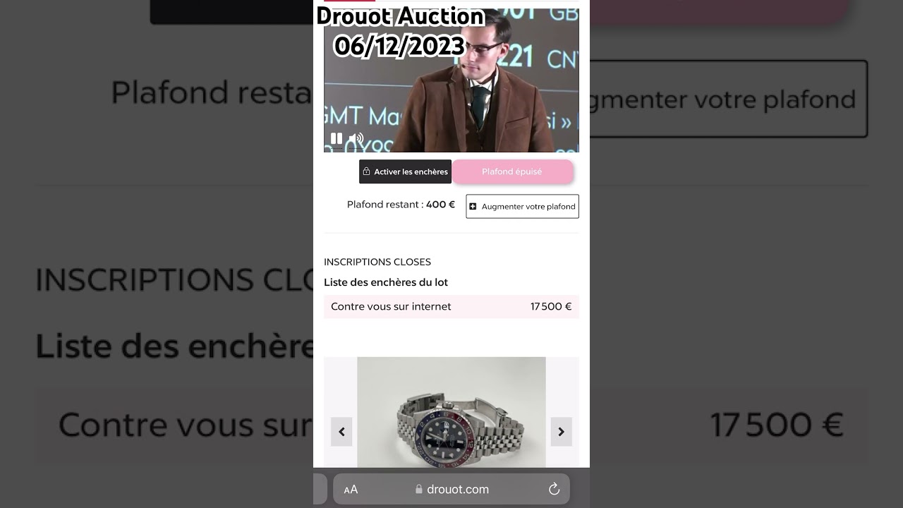 Drouot Auction 06/12/2023 Rolex GMT master 2 ref 126710