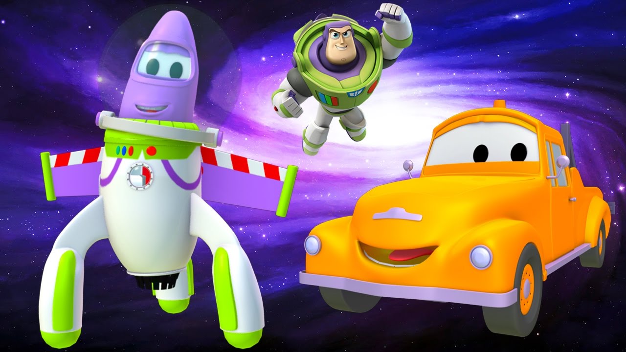 Tom the Tow Truck's Paint Shop Rocky the Rocket is Buzz Lightyear Toy Story Disney Pixar Cartoons 🚀