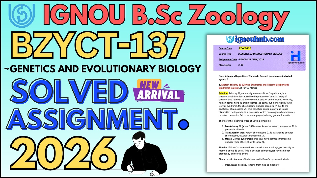 BZYCT-137 Solved Assignment 2026 | IGNOU B.Sc(G) Zoology Assignment 2026 | BZYCT-137 LATEST ASSIGN.