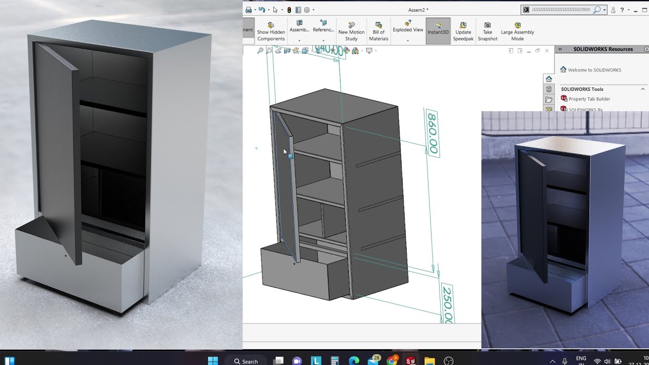 Design of Steel Almirah in Solidworks (Sheet metal) Prt 2