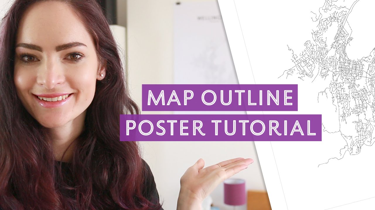 Map outline poster Illustrator tutorial - DIY GIFT IDEA | CharliMarieTV
