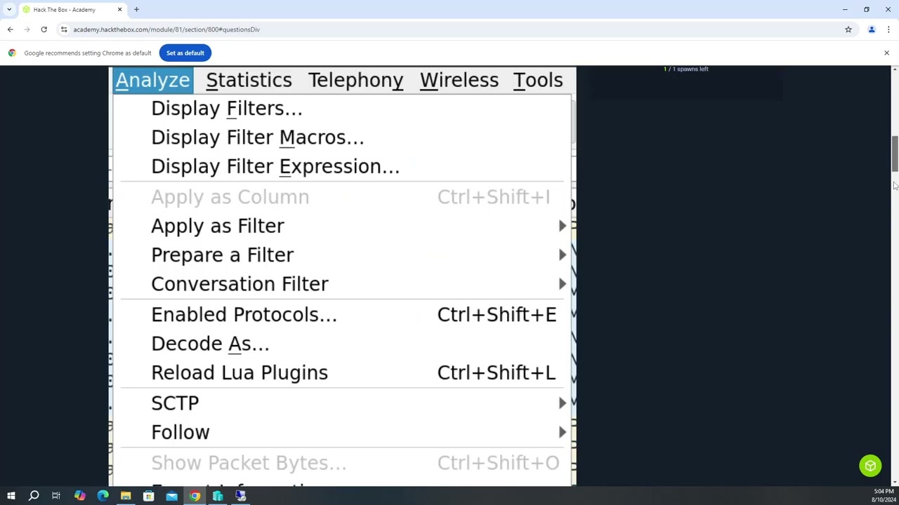 HTB Academy - Intro To Network Traffic Analysis: Wireshark Advanced Usage