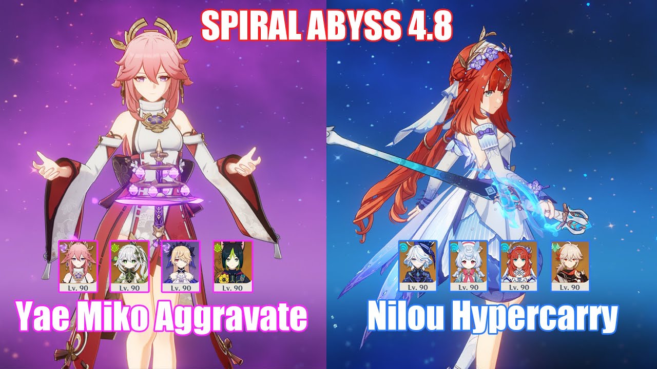 C0 Yae Miko Aggravate & C0 Nilou Hypercarry | Spiral Abyss 4.8 | Genshin Impact
