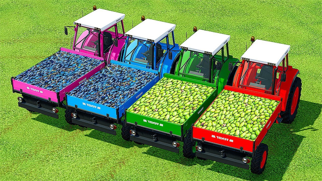 HARVEST OLIVE AND GRAPE AND LOAD WITH FENDT TRACTORS - Farming Simulator 22