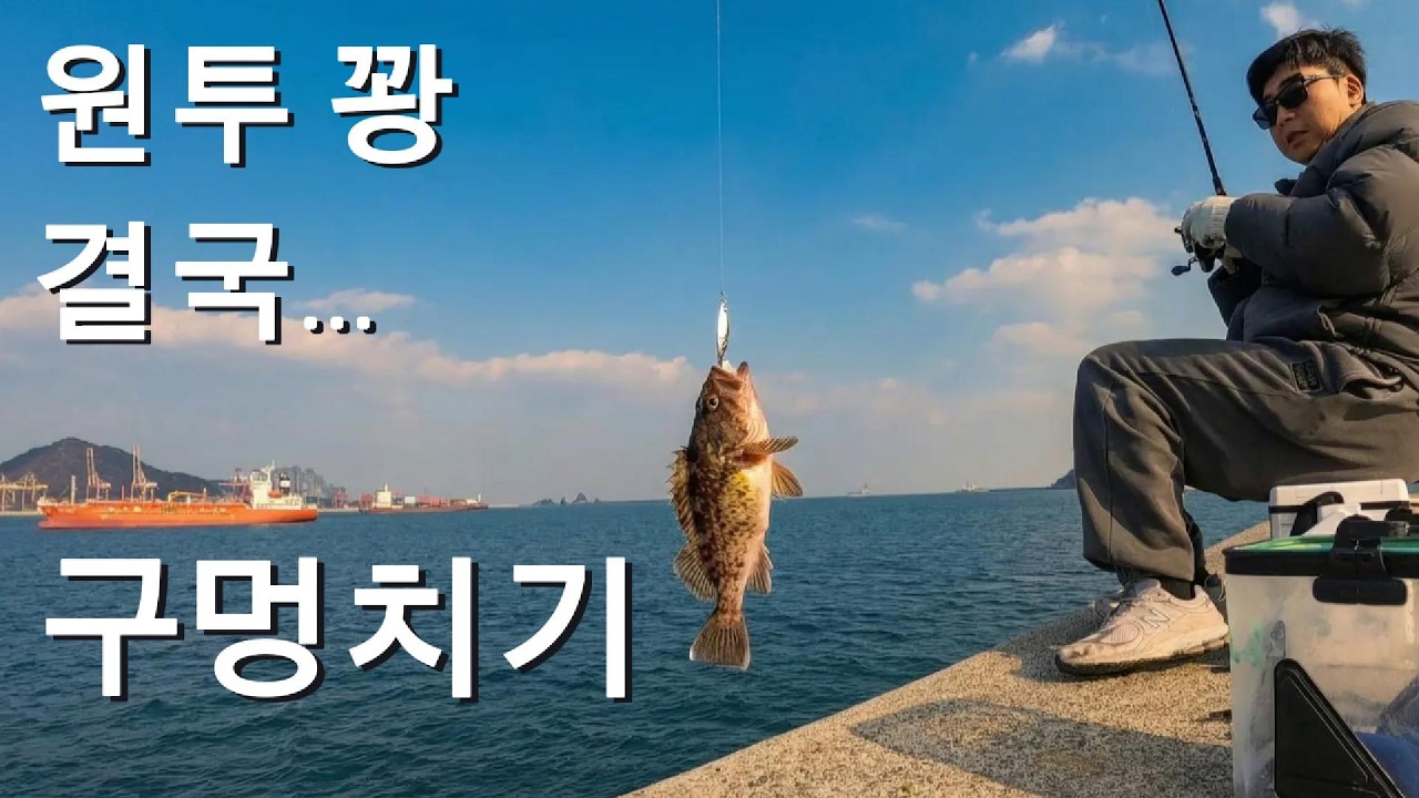 계속 꽝이길래 구멍치기 했더니… 쥐노래미가 미친듯이 나옵니다