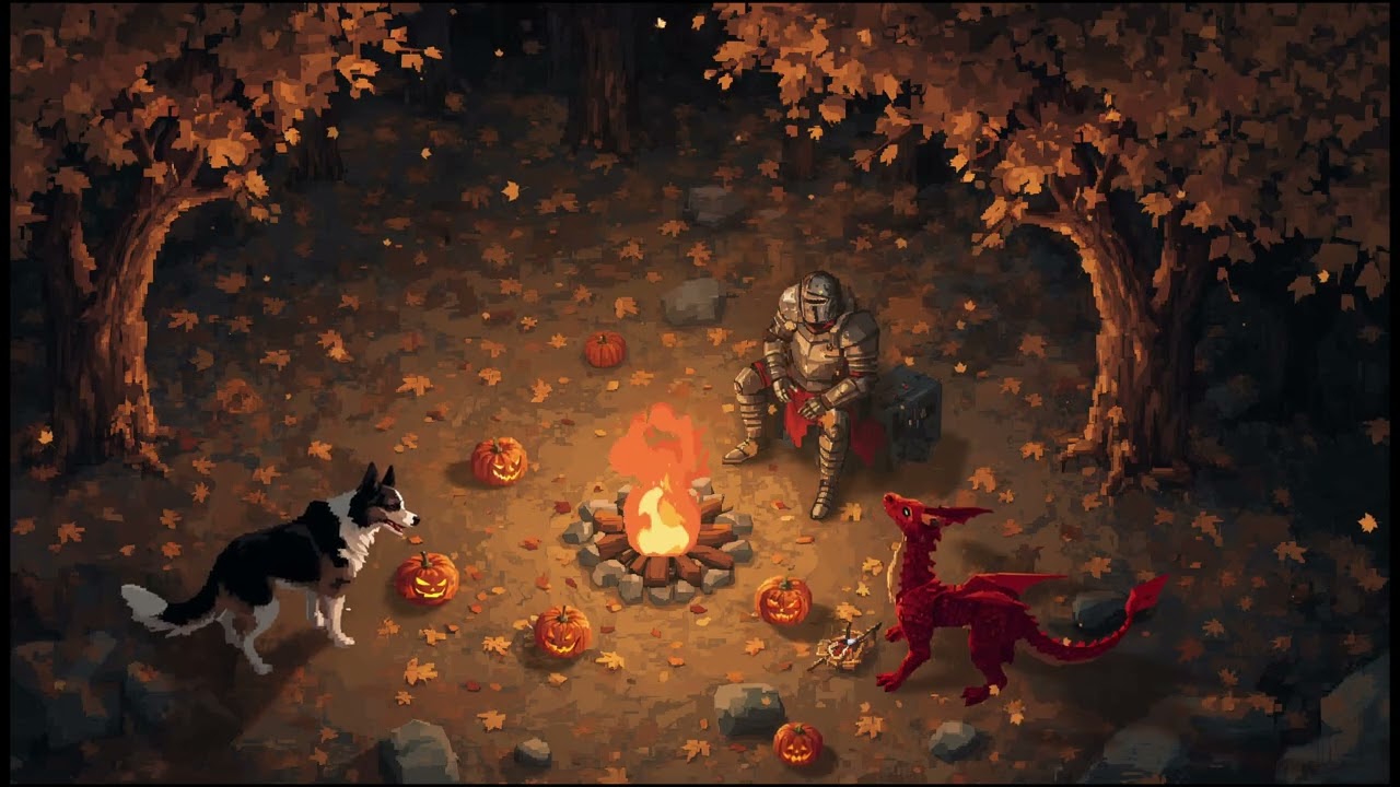 Autumn Night Ambience 🍂🔥🎃 Fantasy Ambience for Sleep, and study.