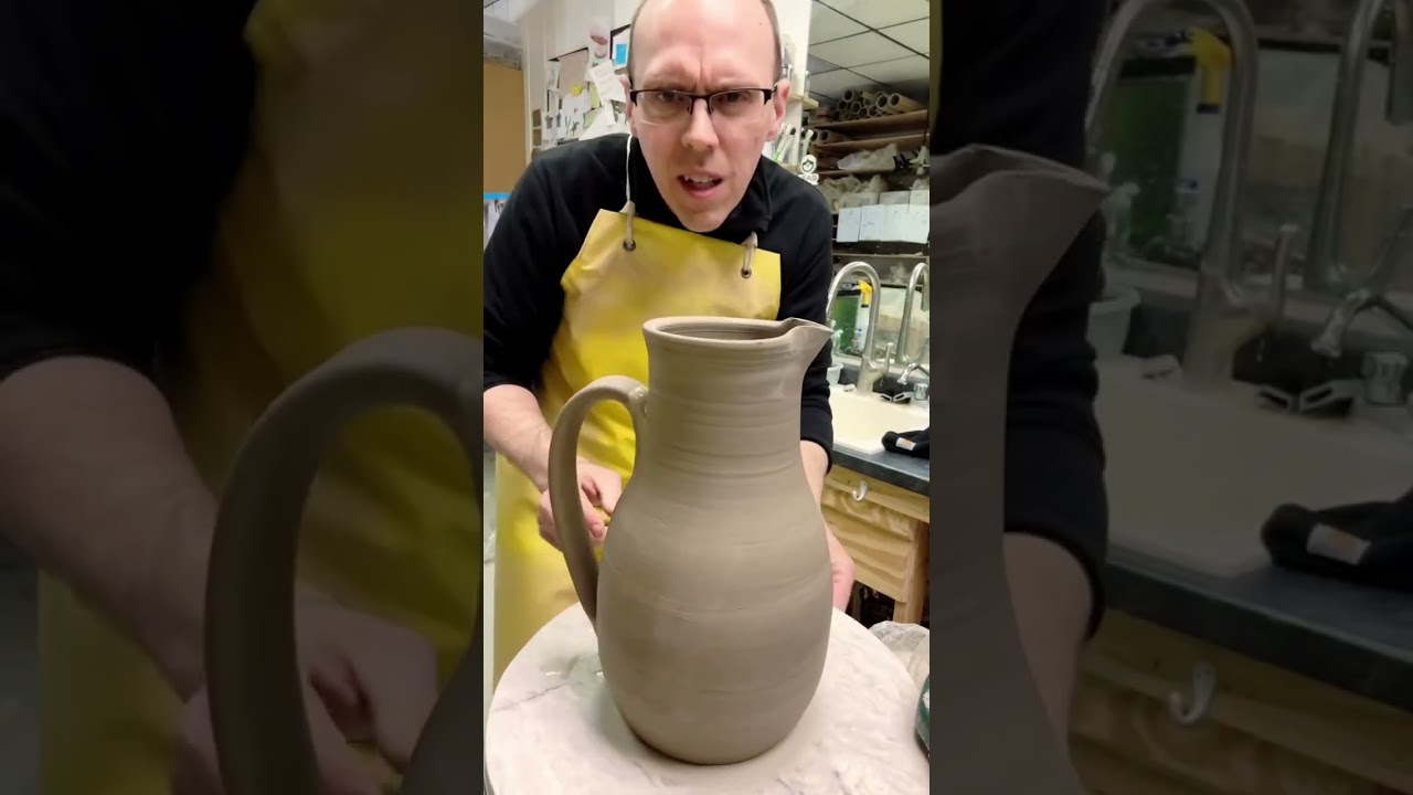 Adding the Handle to a Wheel-thrown Pitcher | Pottery Process