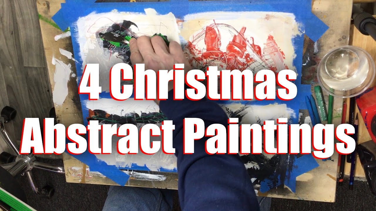 4 Christmas Abstract Paintings - Rick Baldwin