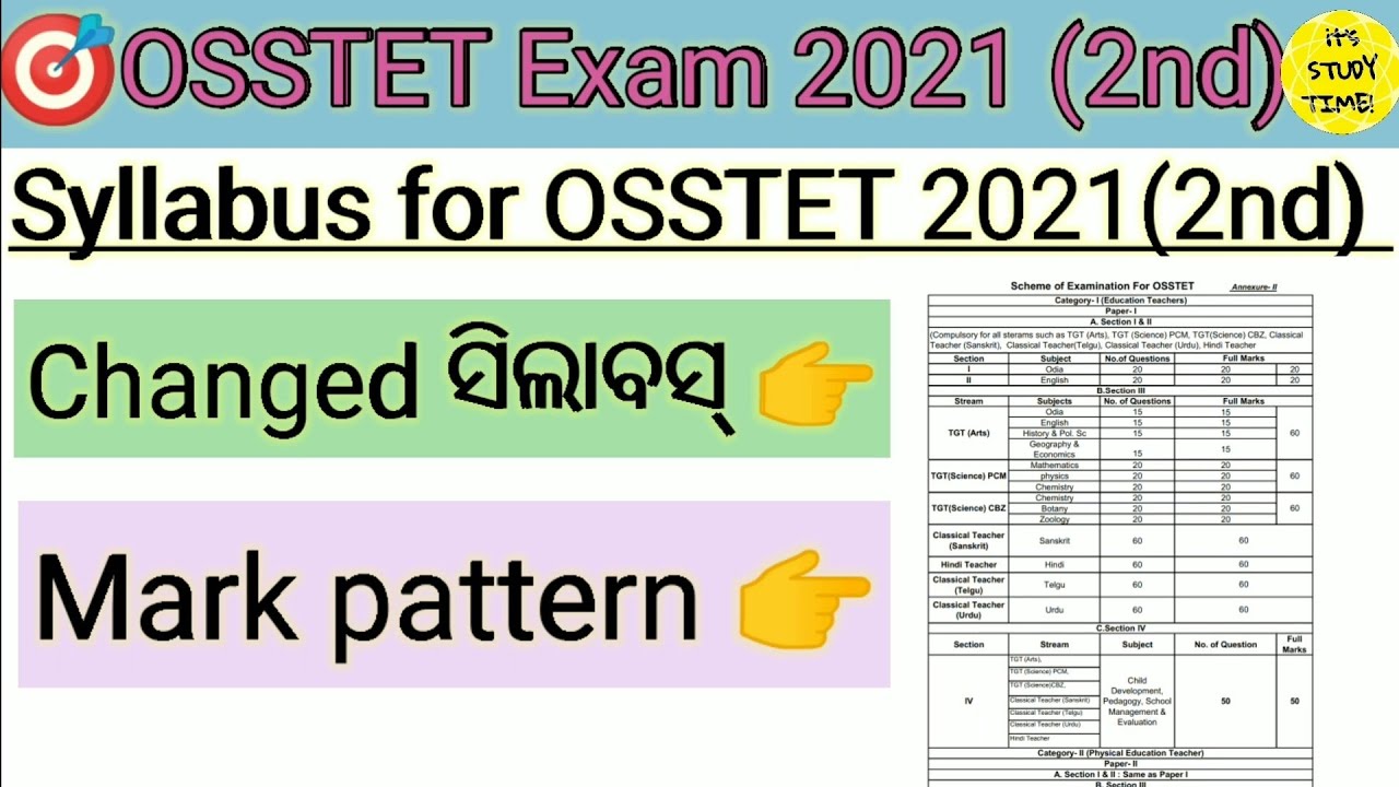 🎯Target OSSTET 2021 (2nd) || Detailed Syllabus || Mark distribution || Changed Syllabus ||