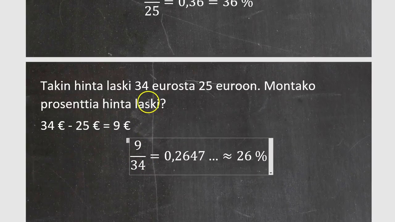 Kurssi 4: Prosenttilaskentaa ja tilastoja, osa4: Muutosprosentti ja prosenttiyksikkö