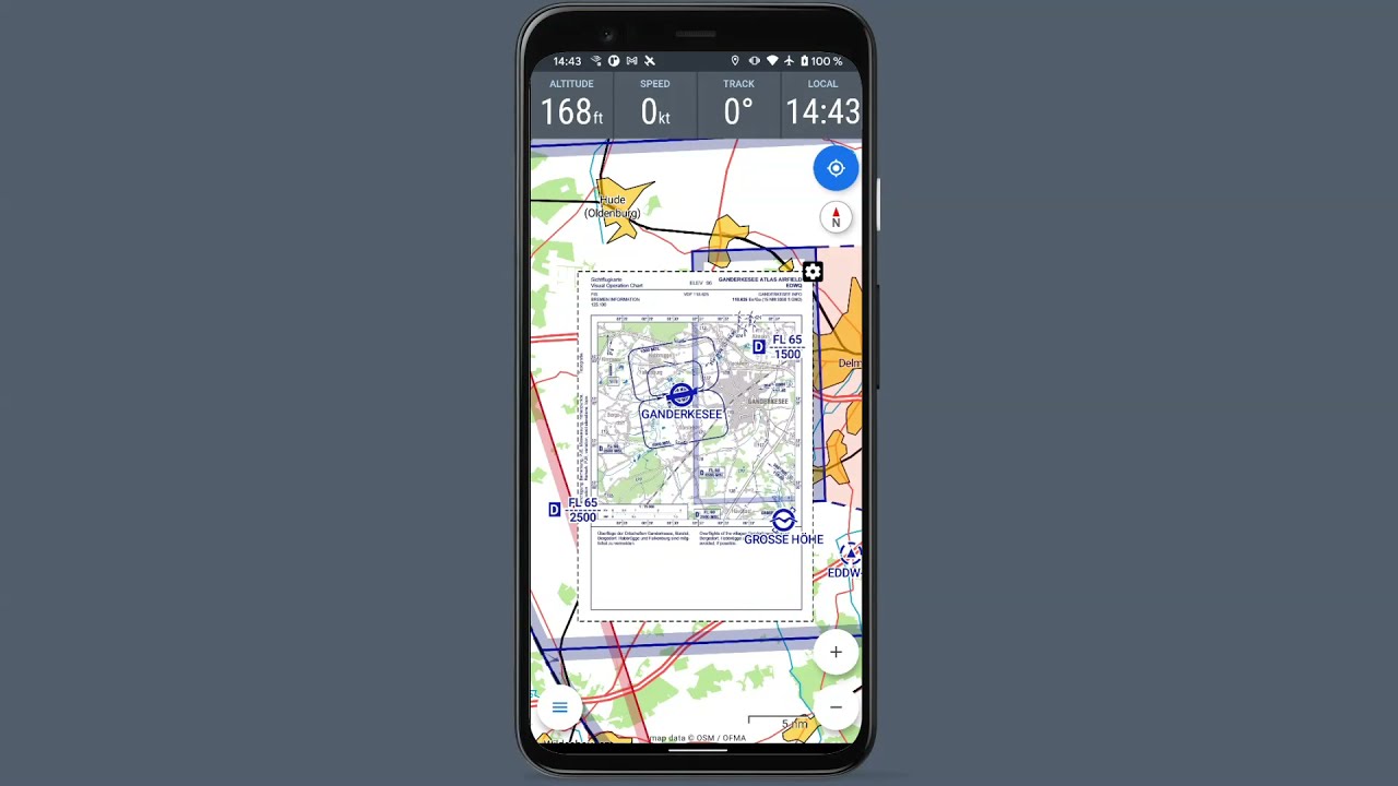Anflugkarten auf der Moving Map | VFRnav für Android und iOS
