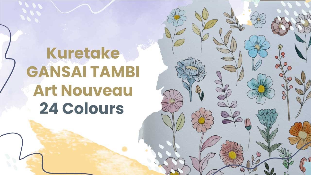 Swatch Kuretake GANSAI TAMBI Art Nouveau Watercolour Set | 24 Colours | No voice-over! | Art Vlog