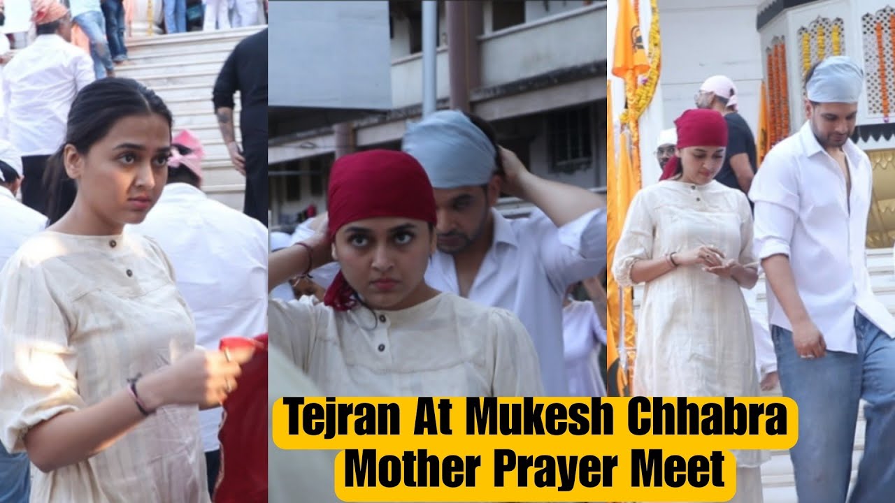 #Tejran Arrives At Mukesh Chhabra Mother Prayer Meet | Tejaswi Prakash & Karan Kundra