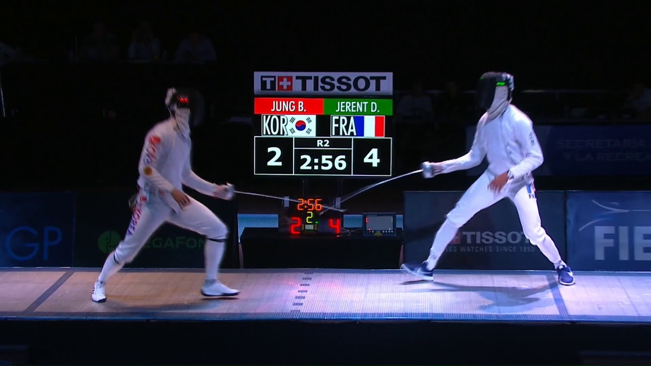 FE 2018 113 T04 02 M E Individual Cali COL GP podium JERENT FRA vs JUNG KOR