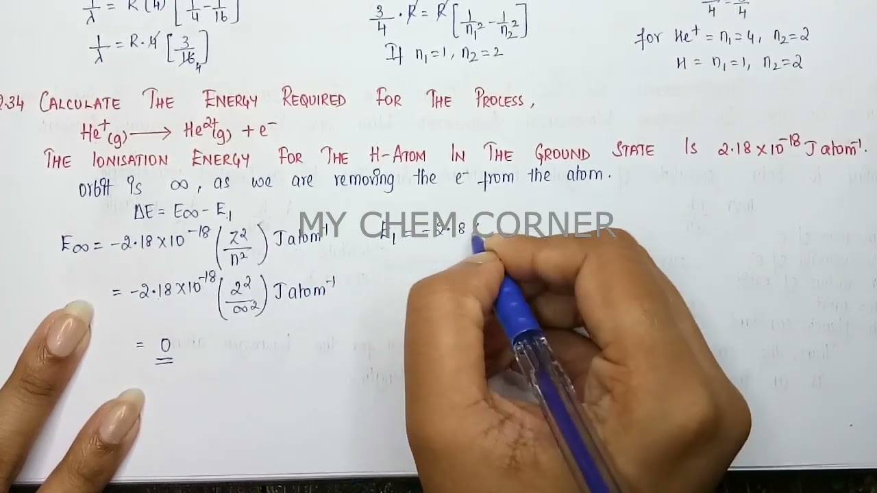 Calculate the energy required for the process when the ionisation energy for H-atom in the ground