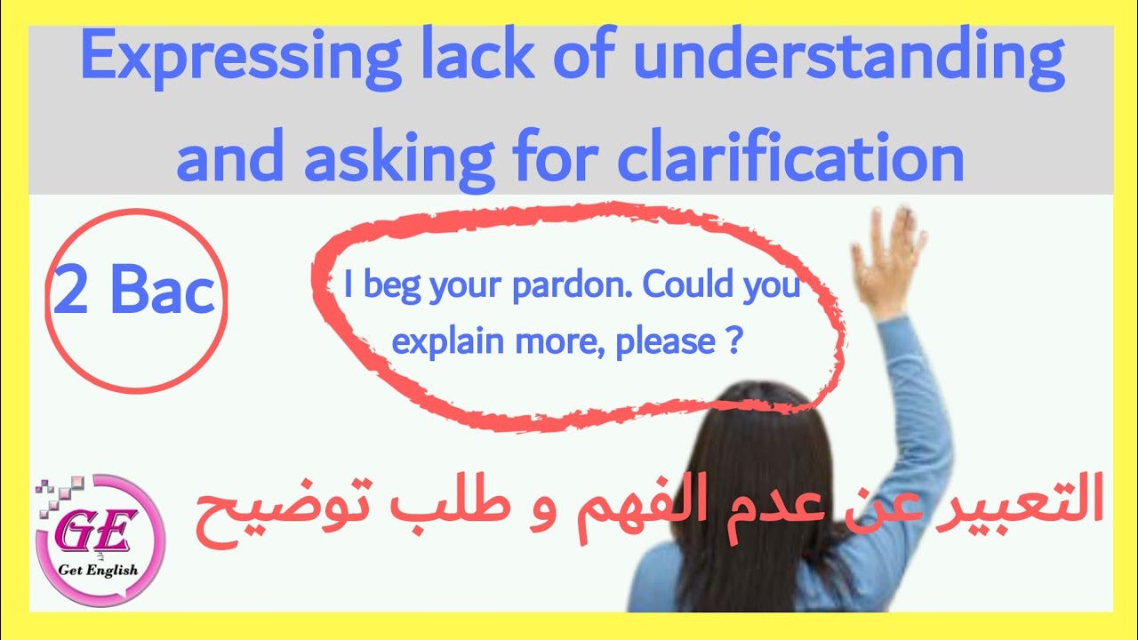 Expressing lack of understanding and asking for clarification التعبير عن عدم الفهم وطلب توضيح