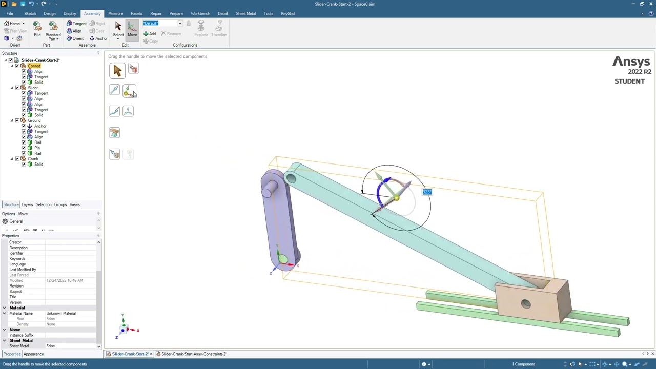 Механизм сборки ANSYS SpaceClaim