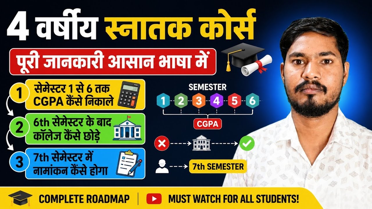 4 Year UG Course | CGPA Calculation Semester 1-6 | Exit After 6th Semester | 7th Semester Admission 