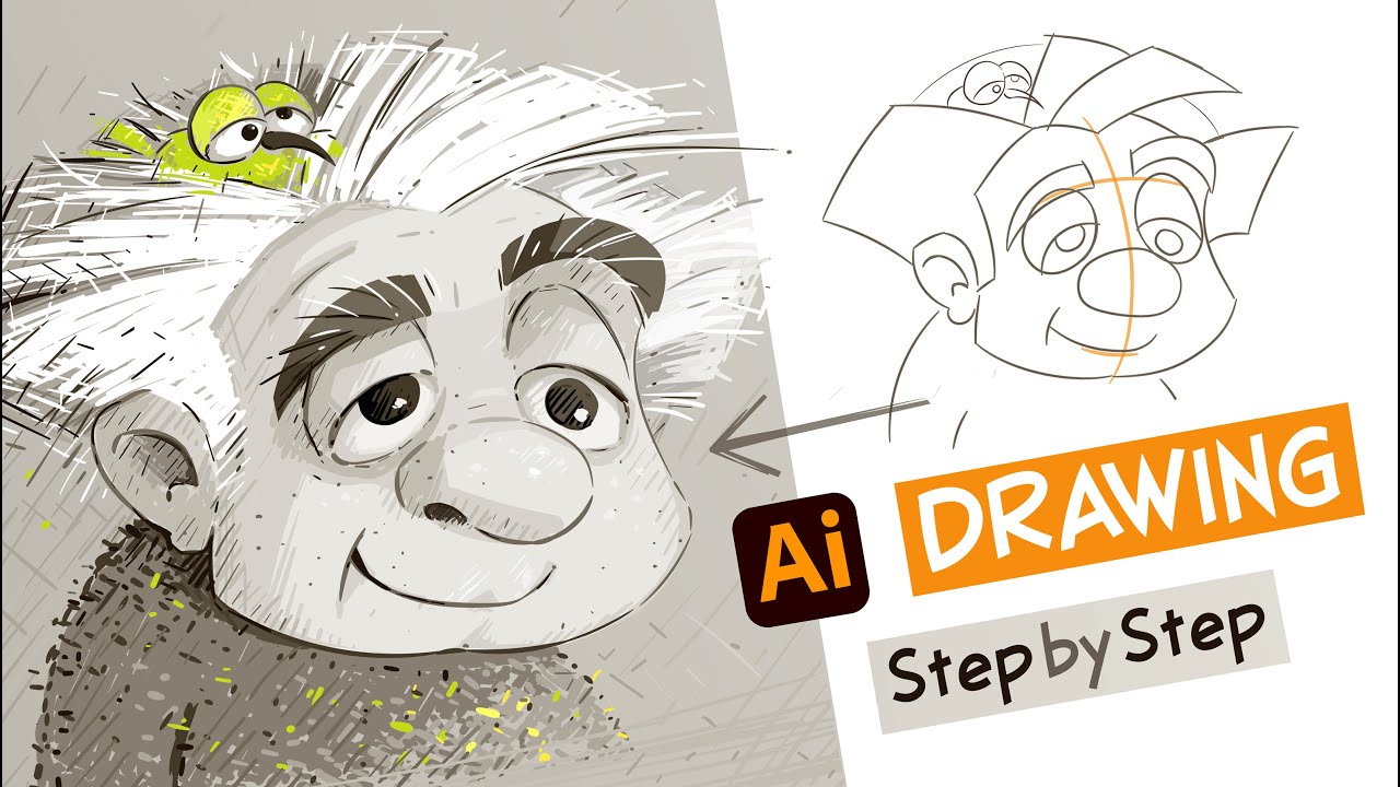CARTOON FACE DRAWING. Step by Step Old Man Portrait