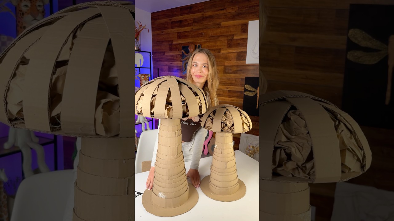 Делаем ГИГАНТСКИЕ 🍄грибы | Папье-маше | Поделки из картона #сделайсам #урок #ремесло