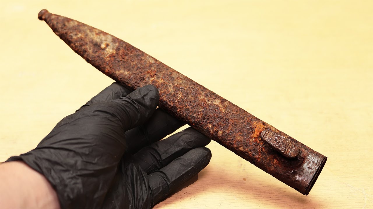 Extremely Rusty Mauser 98K Bayonet Scabbard Restoration