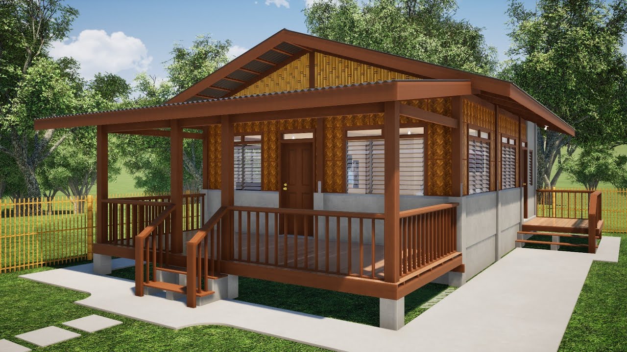 House Design: (6mx8m) 2 bedrooms half concrete, half amakan, bahay kubo design (PART 2)