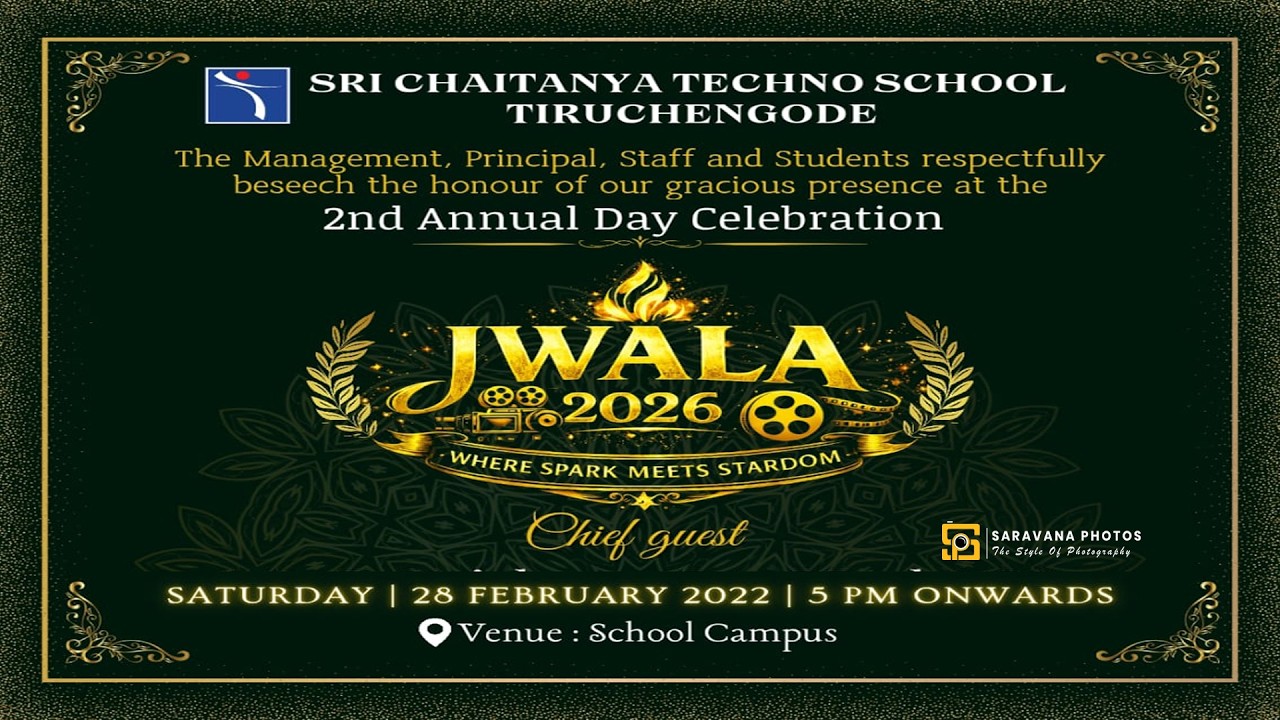 SRI CHAITANYA TECHNO SCHOOL TIRUCHENGODE JWALA 2026 2nd Annual Day Celebration LIVE