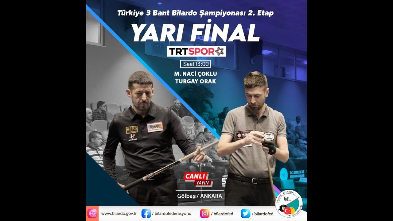 Murat Naci Çoklu - Turgay Orak | Türkiye 3 Cushion Billiard Championship 2022 | 2. Stage Semifinal