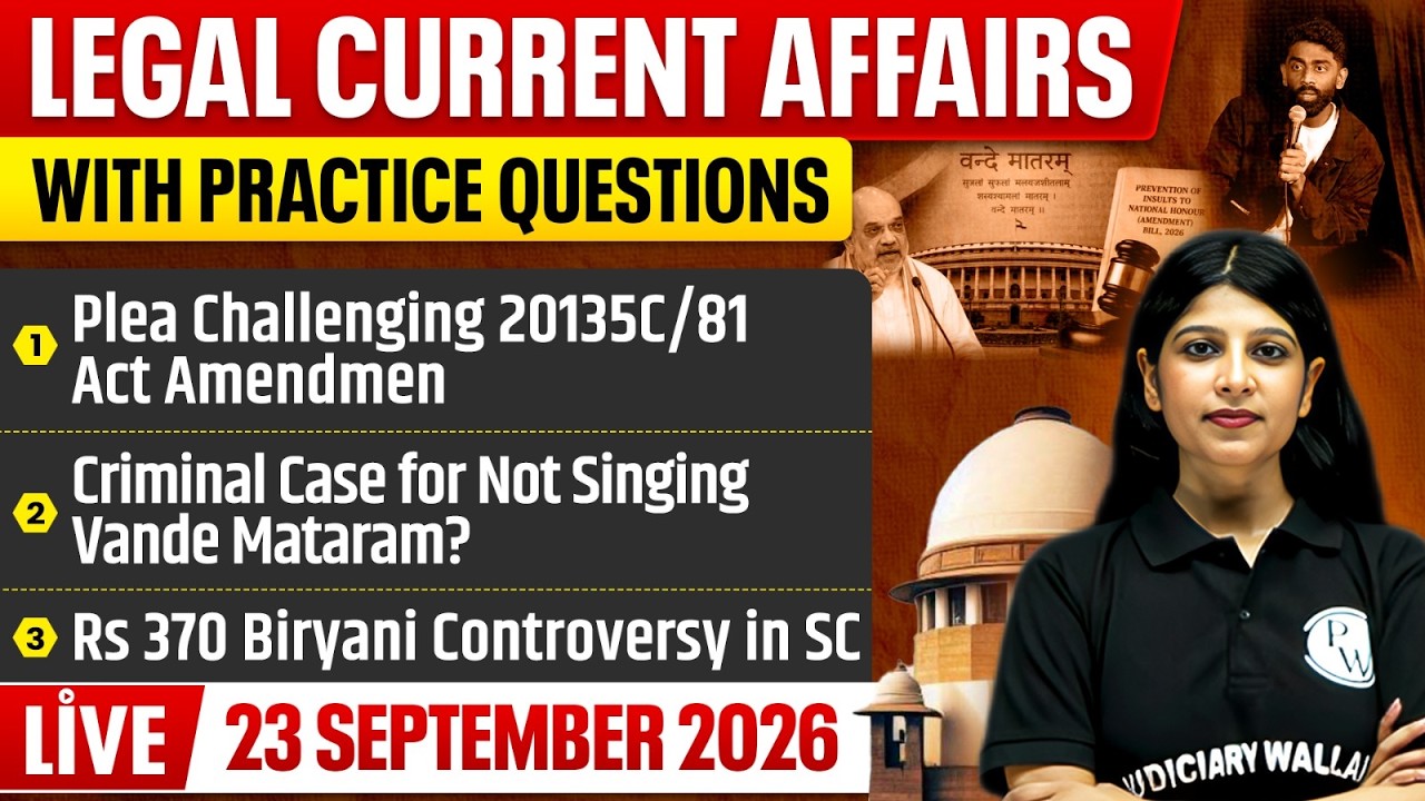 Legal Current Affairs Today | 23 Sept 2026 | Top Legal News | Judiciary/APO/APP | Judiciary By PW