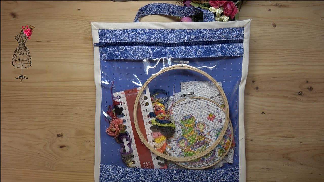 Bolsa Guarda Proyectos con Ventana y Bolsillo ✂🧵❤#diycostura  #tutorialesgratis #crosstich
