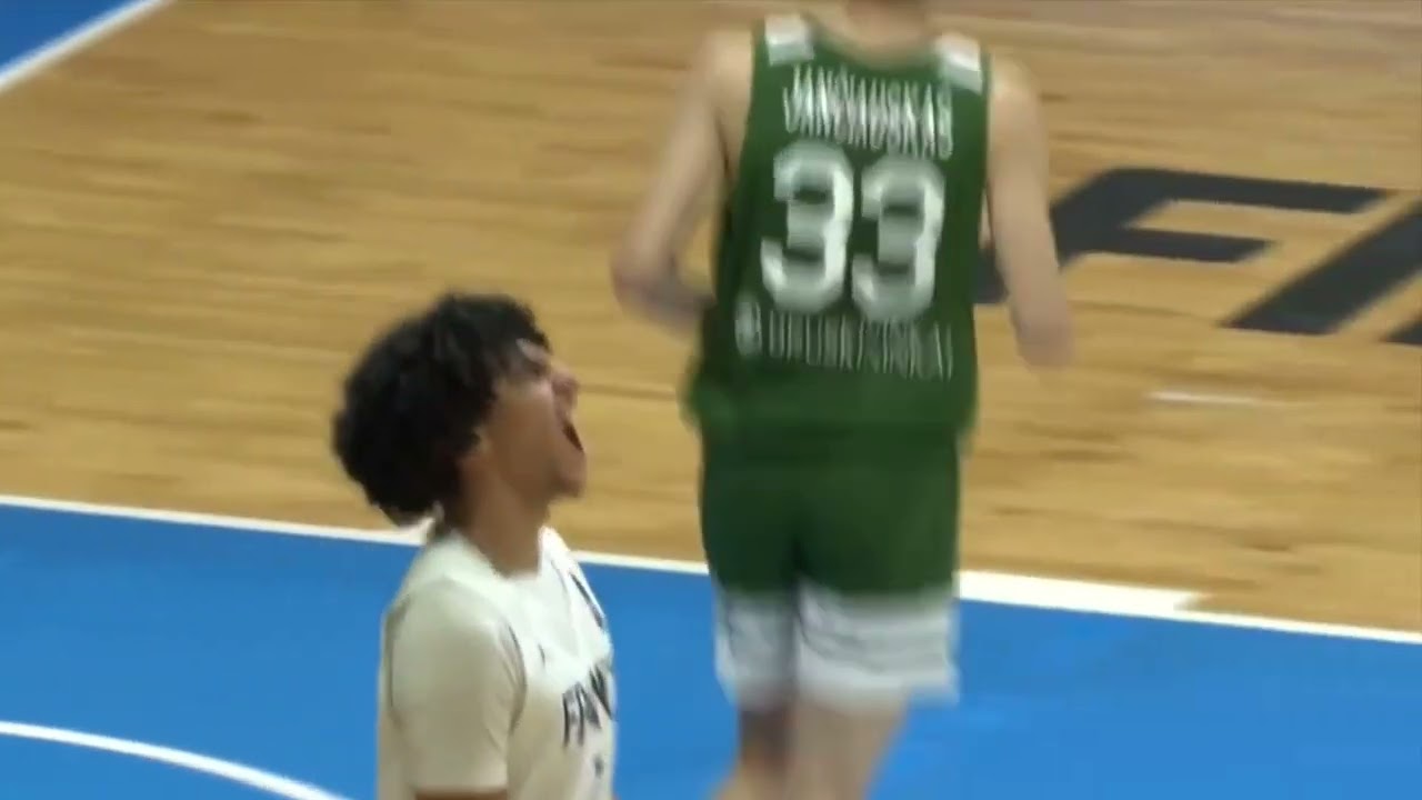 Interception-passe Yannis Allard dunk Adam Atamna (Eurobasket U16 France-Lituanie 13-08-23)