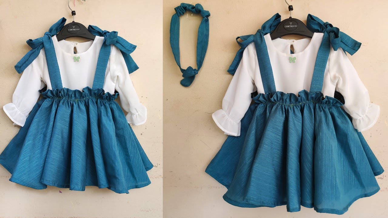 😍😍DIY Dungaree Skirt and Top for Kids | Suspender dress/pinafore dress for baby girl / 2-3 year baby