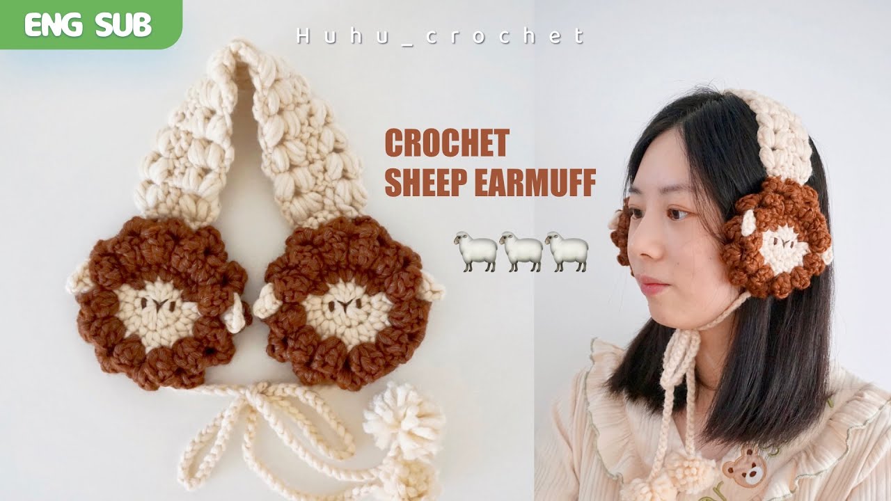 【ENG SUB】How to Crochet A Earmuff | Cute Little Sheep  #crochet #earmuffs #diy #howto