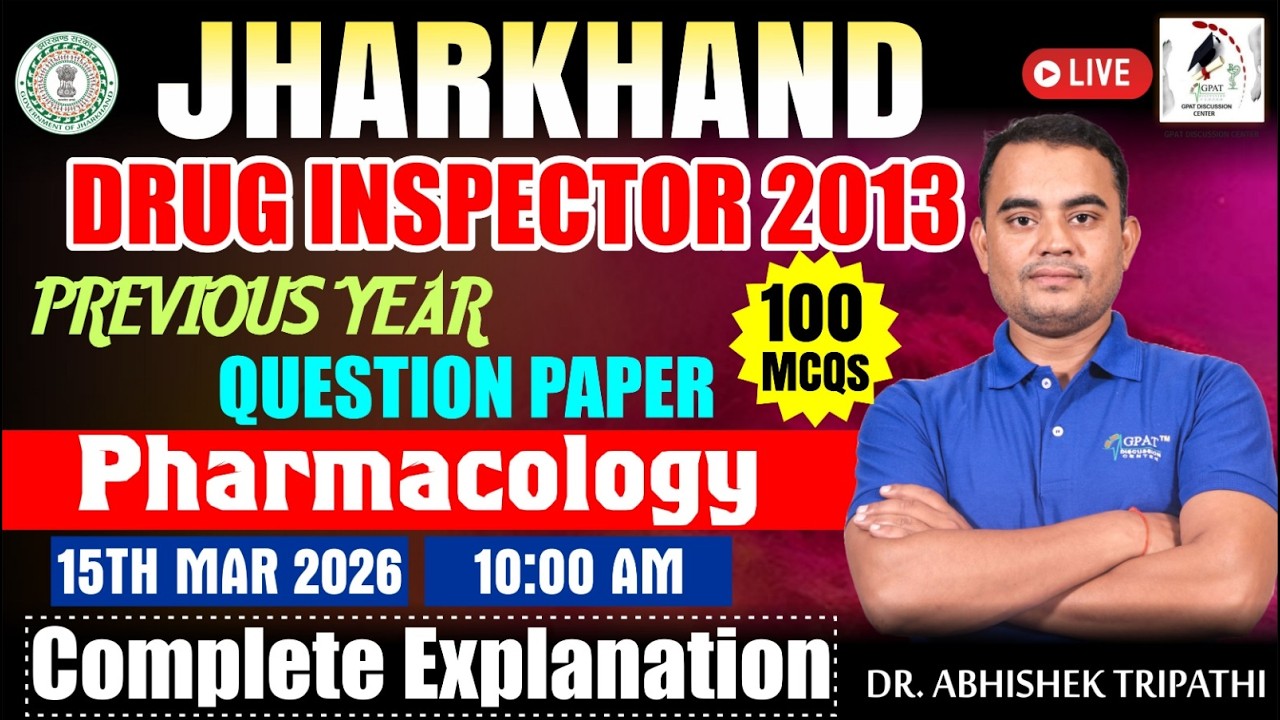Jharkhand Drug Inspector 2013 Previous Year Question Paper | Pharmacology 100 MCQs   #druginspector