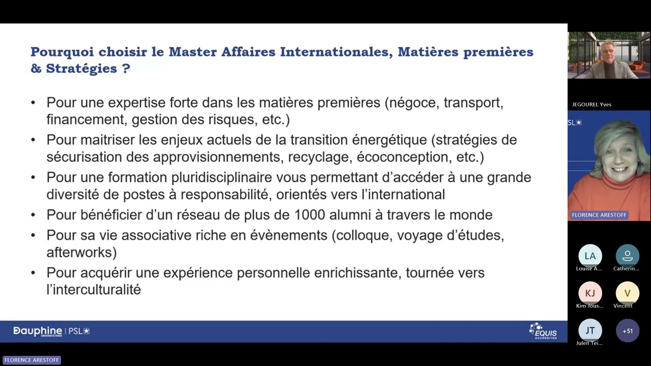 REPLAY - Journées des Masters -  M2 Affaires internationales, matières premières, stratégies
