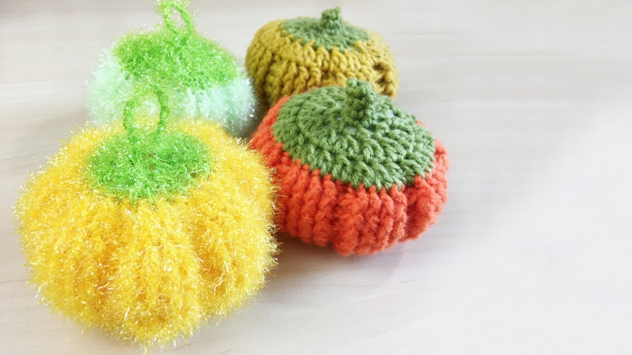 [ENG] 일반실뜨개, 코바늘 할로윈 호박, 할로윈 호박수세미,  Crochet Halloween Pumpkin