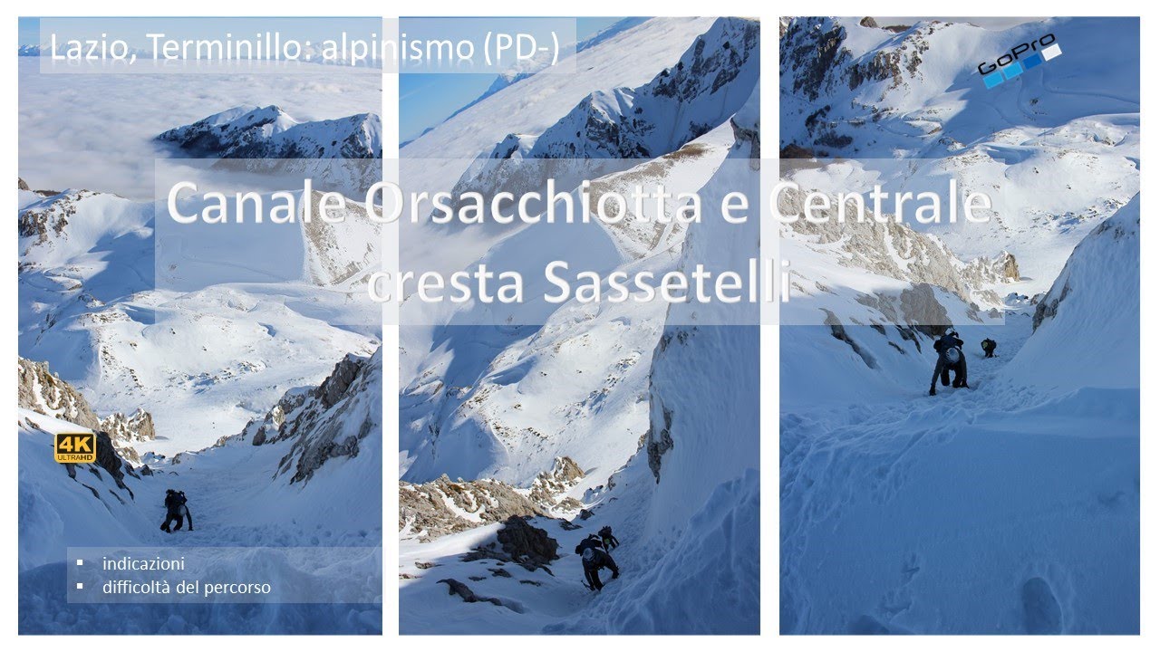 Canale Orsacchiotta e Centrale, cresta Sassetelli. Lazio, Terminillo: alpinismo (PD-)