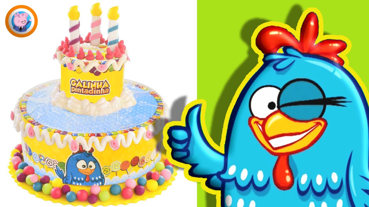 Bolo de Aniversário GALINHA PINTADINHA de massinha