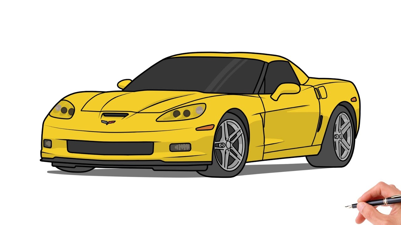 How to draw a CHEVROLET CORVETTE C6 2004 / drawing Chevy Corvette c6 z06 2005