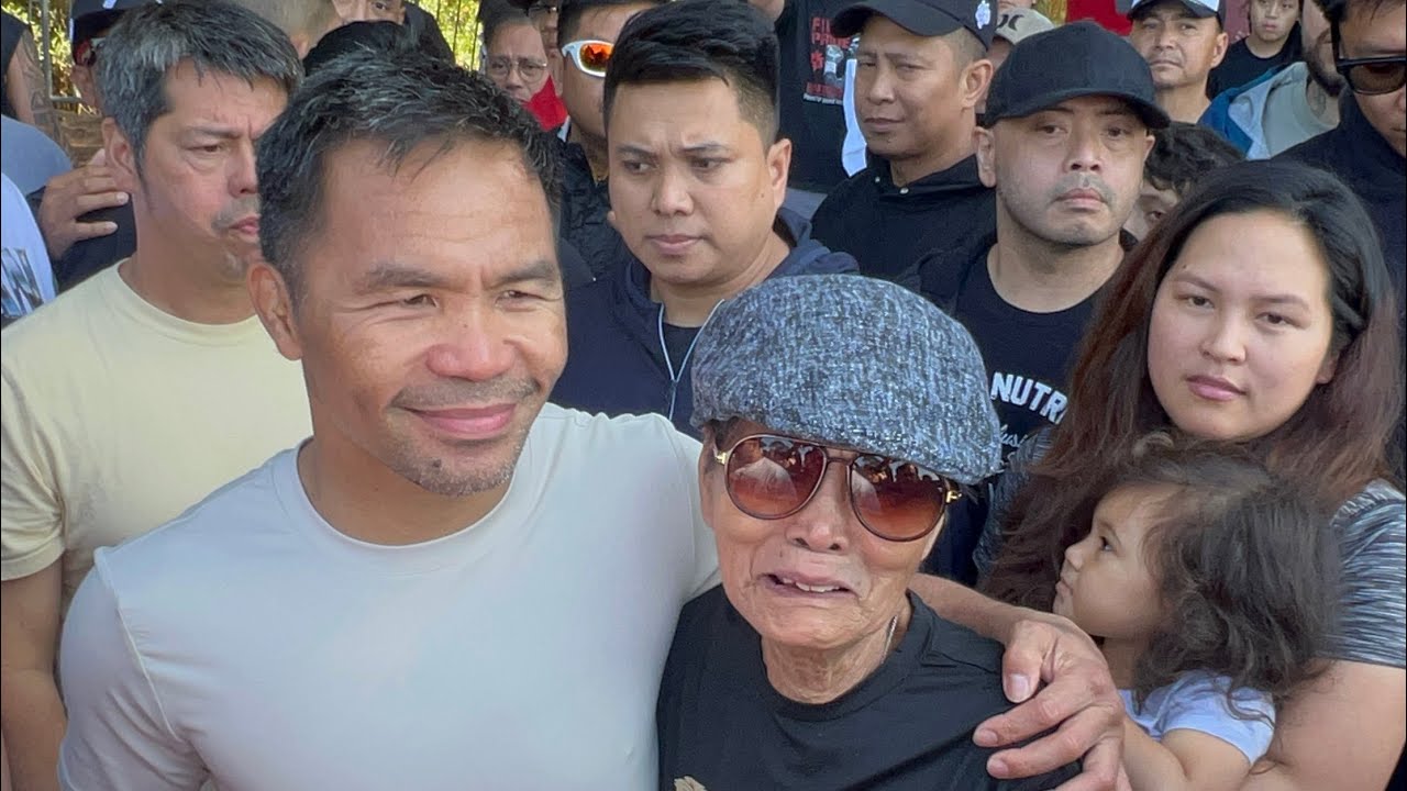 PACQUIAO SHARES HIS FOOD WITH LAPD & A LONG TIME FAN STARTS CRYING WHEN TAKING A PIC WITH MANNY