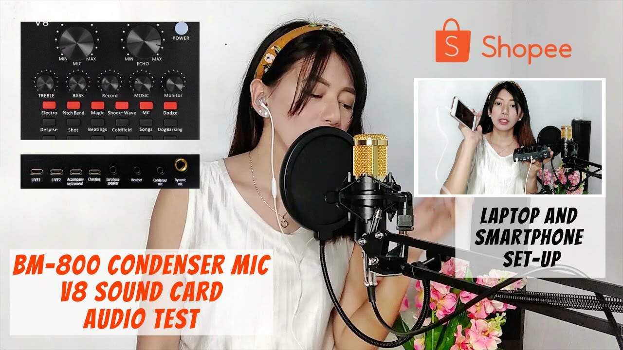How to Use BM-800 Condenser Mic (SHOPEE) + V8 Sound Card Set Up