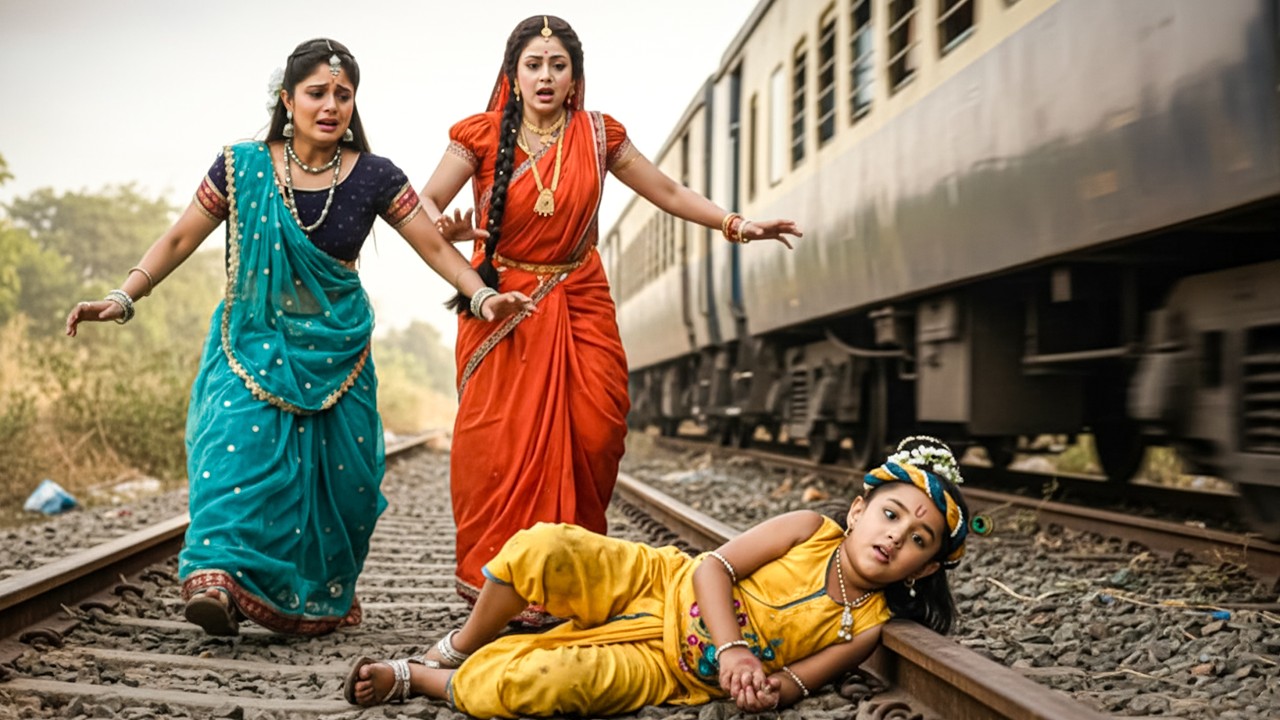 पटरी पर गिरा बाल कृष्ण, सामने आ रही ट्रेन—मैया की जान अटकी | Yashomati Maiyaa Ke Nandlala