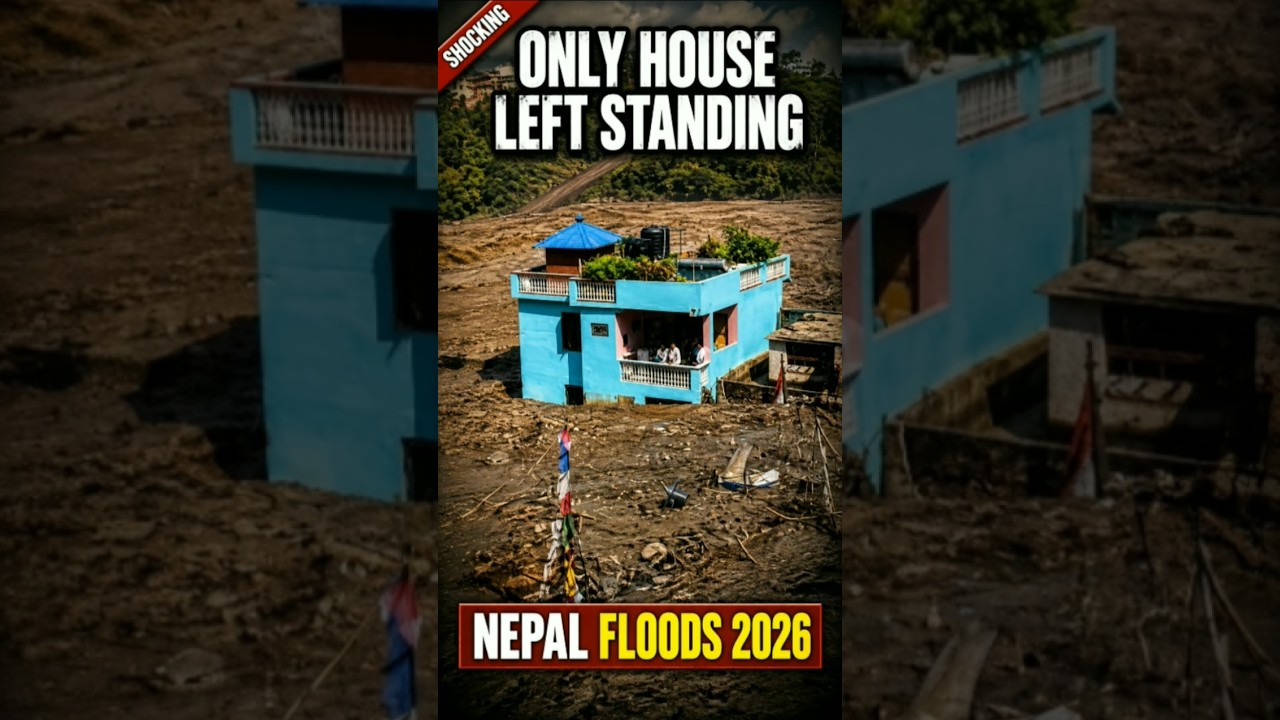 The Only House Left Standing in Nepal's Flood Disaster 🤯😱 #nepal #nepalflood #bhotekoshi #tibetan