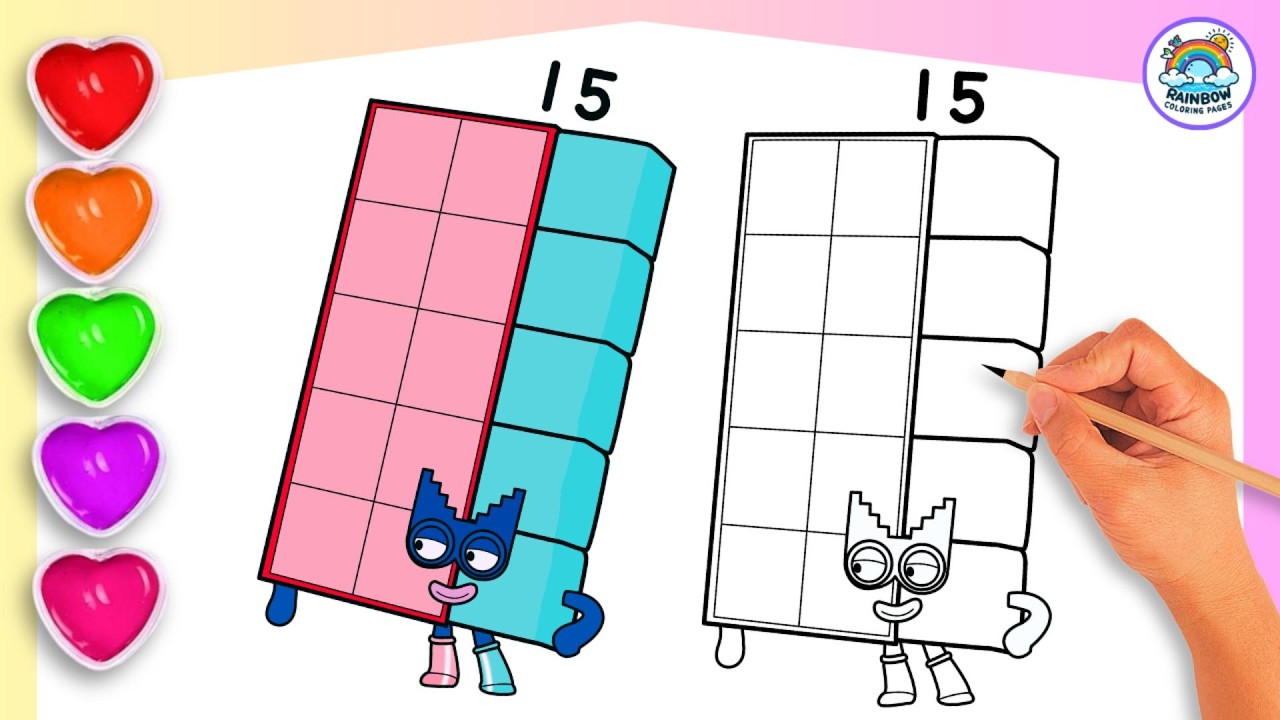 How To Draw Numberblock 15 Coloring🌈 - Learn to draw Numberblock 15 Coloring for kids