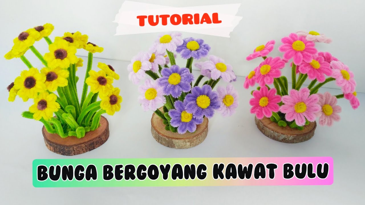 Tutorial membuat bunga bergoyang dari kawat bulu | pipe cleaner flowers #pipecleaners #kawatbulu 